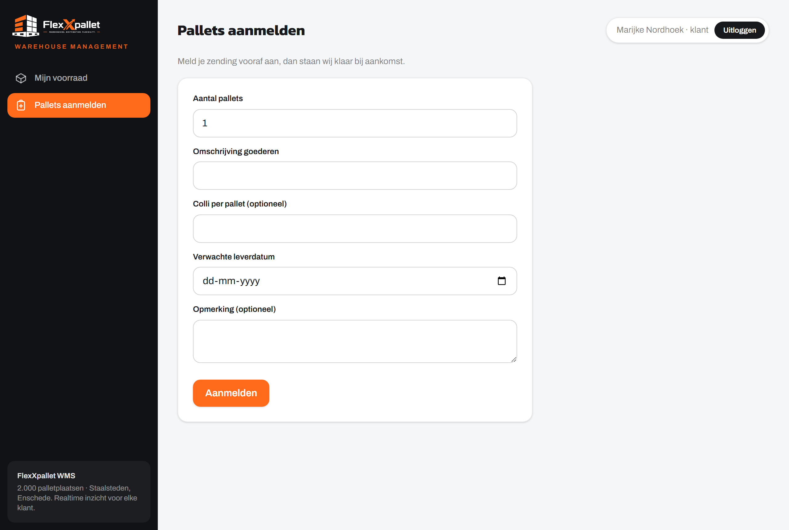 Eine Sendung vorab im Kundenportal anmelden